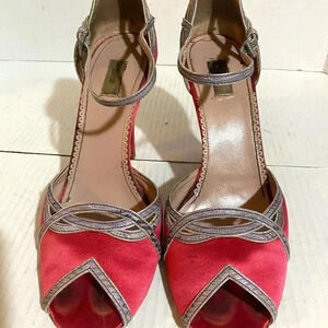 Prada pink satin & snakeskin high heel size 38.5